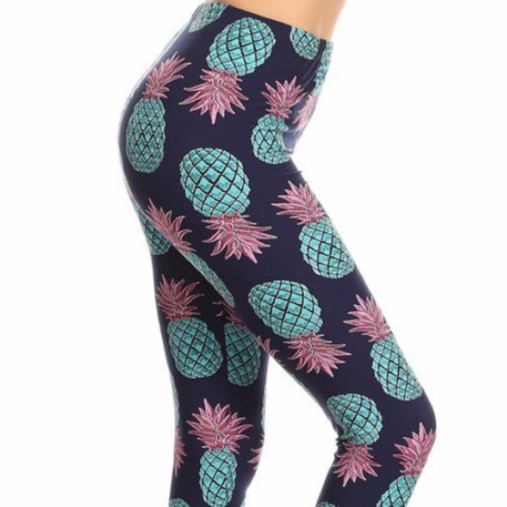 Buttery Soft Teal Pineapple Leggings